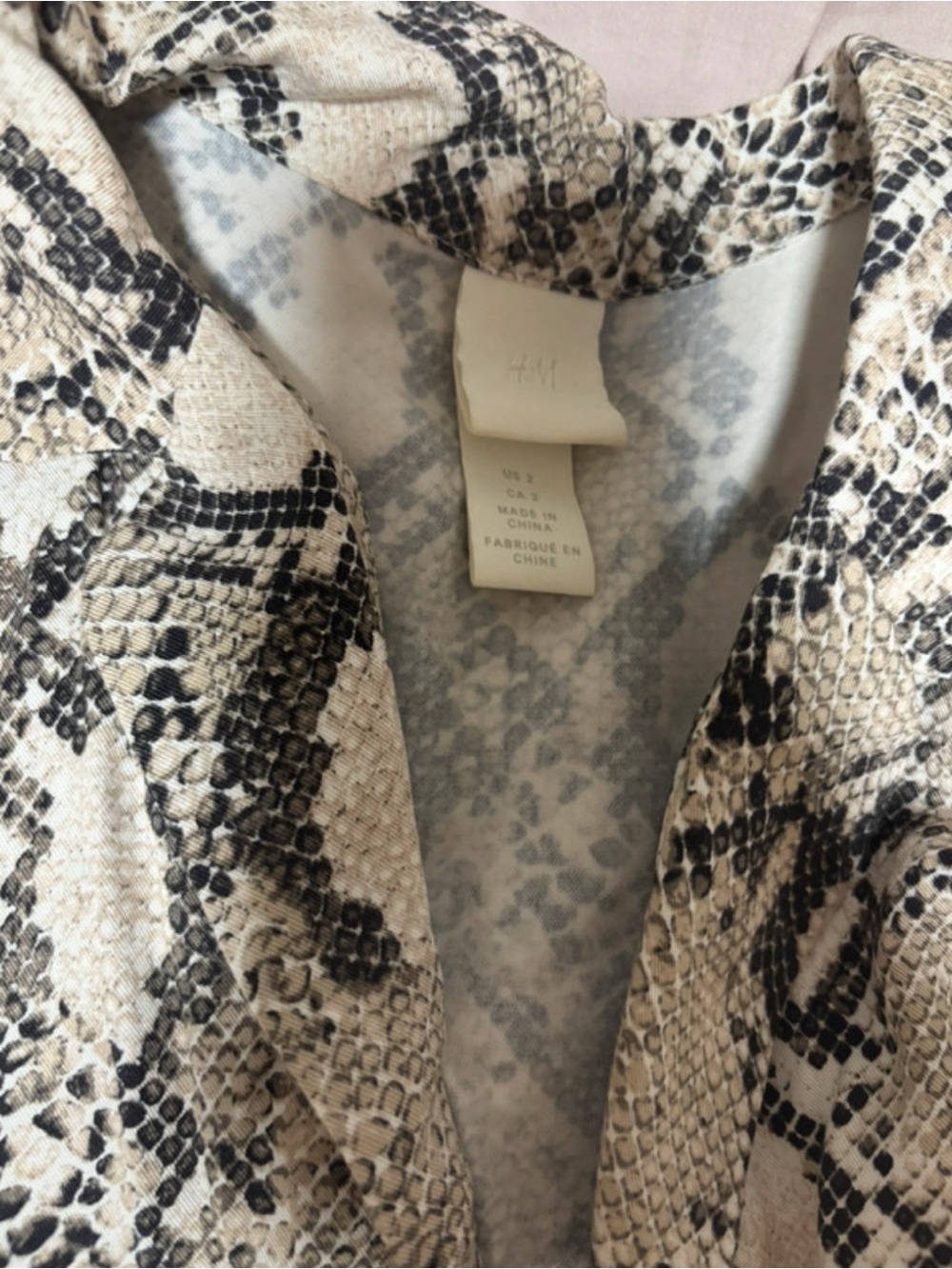 H&M Beige and Black Snake-Print Blazer